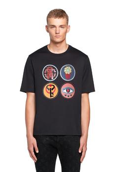 推荐Roberto Cavalli Mens Black Lucky Symbol Cotton T-shirt, Size Small商品