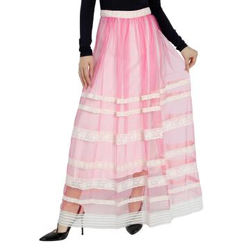 Burberry | Ladies Bright Pink Floral Lace-trim Tulle Maxi Skirt商品图片,6.9折