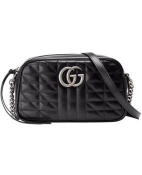 推荐Gucci GG Marmont Small Black Leather Women's Shoulder Bag 447632 UM8BN 1000商品