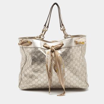 古驰托特包, [二手商品] Gucci | Gucci Metallic Gold Guccissima Leather Positano Scarf Shopper Tote商品图片 