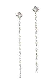 Savvy Cie Jewels | Sterling Silver Labradorite Seed Pearl Chain Drop Earrings商品图片,3.1折