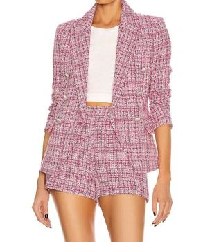 L'Agence | Kenzie Tweed Double-Breasted Blazer And Shorts Set In Pink,商家Premium Outlets,价格¥2089