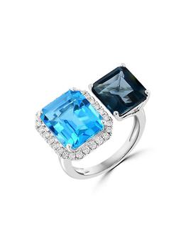 商品Saks Fifth Avenue Collection | 14K White Gold, Blue Topaz, & 0.37 TCW Diamond Cuff Ring,商家Saks Fifth Avenue,价格¥9900图片