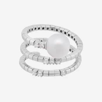 推荐SALVINI 18K White Gold, Pearl and Diamond Wrap Ring 20075273商品