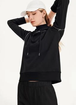推荐Long Sleeve Zipper Shoulder Sweatshirt With Detachable Hood商品