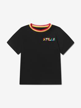 推荐Stella McCartney  Black Girls Neck Stripe Logo T-Shirt商品