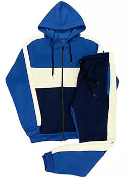 推荐Men's 2-Piece Color Block Sweatsuit Sweat Jacket and Jogger Sweatpants商品