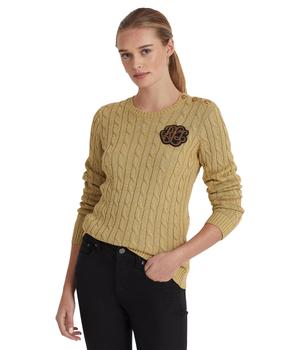 Ralph Lauren | Metallic Button-Trim Cable-Knit Sweater商品图片,7.9折
