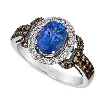 Le Vian | Blueberry Tanzanite (1 ct. t.w.) & Diamond (1/2 ct. t.w.) Halo Ring in 14k White Gold,商家Macy's,价格¥24461