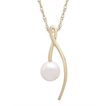 Crossover Culture, Macy's | Culture Freshwater Pearl Crossed Pendant in 14K Yellow Gold商品图片 