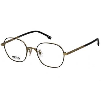 Hugo Boss Men's Eyeglasses - Clear Demo Lens Gold Black Round Frame | 1109/F 0NZ 00