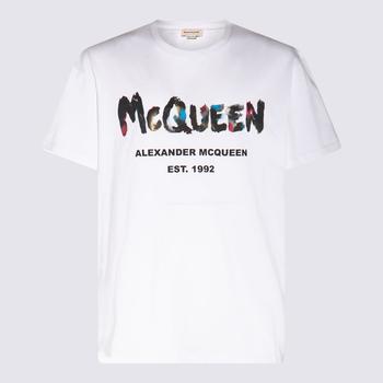Alexander McQueen | ALEXANDER MCQUEEN WHITE WATERCOLOUR GRAFFITI COTTON T-SHIRT商品图片,7.4折