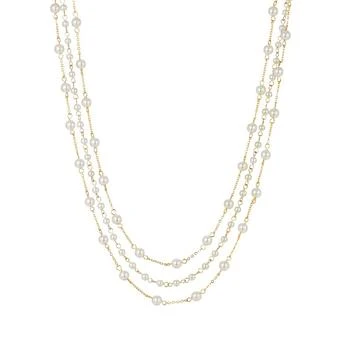 2028 | Women's Gold Tone Three Strand Imitation Pearl Chain Necklace,商家Macy's,价格¥357