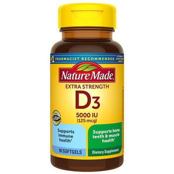 商品Nature Made | Extra Strength Vitamin D3 5000 IU (125 mcg) Softgels,商家Walgreens,价格¥184图片