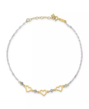 Macy's | Heart and Bead Anklet in 14k Yellow and White Gold,商家Macy's,价格¥748