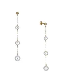BELPEARL | 14K Yellow Gold & 6-8MM Cultured Pearl Drop Earrings商品图片,5折
