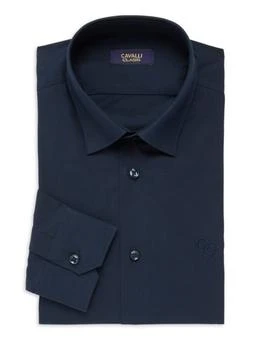 cavalli CLASS | Slim Fit Logo Dress Shirt,商家Saks OFF 5TH,价格¥398