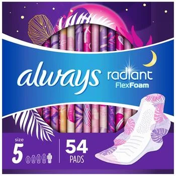 Always | Radiant Pads, Extra Heavy Overnight, with Wings Scented, Size 5,商家Walgreens,价格¥214
