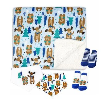 Baby Mode | Baby Boys Minky Blanket, Bibs and Socks, 5 Piece Set,商家Macy's,价格¥225