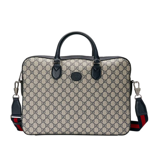 gancini单肩包, Gucci | GUCCI/古驰 22春夏新款 男士蓝色/米色老花帆布黑色滚边红蓝肩带单肩斜挎电脑包商务包 6741409C2VN4076商品图片 8折×额外9.5折, 包邮包税, 额外九五折