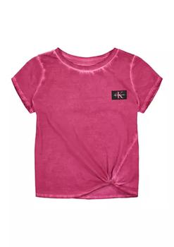 Calvin Klein | Girls 7-16 Short Sleeve Side Twist Logo T-Shirt商品图片,