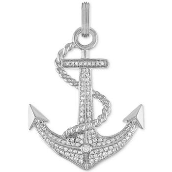 Esquire Men's Jewelry | Cubic Zirconia Anchor Pendant in Sterling Silver, Created for Macy's商品图片,6折×额外8.5折, 额外八五折
