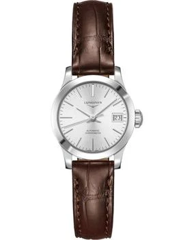 推荐Longines Record Silver Dial Brown Leather Strap Women's Watch L2.320.4.72.2商品