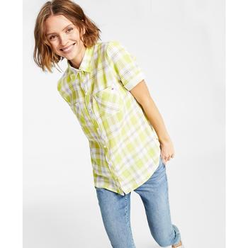 Tommy Hilfiger | Women's Cotton Plaid Pocket Camp Shirt商品图片,