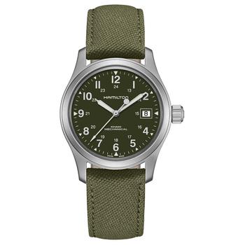 美国手表机械, Hamilton | Unisex Swiss Mechanical Khaki Field Green Canvas Strap Watch 38mm商品图片 