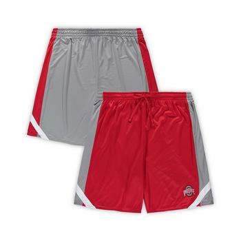 Colosseum | Men's Scarlet, Gray Ohio State Buckeyes Big and Tall Team Reversible Shorts商品图片,