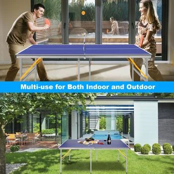 Simplie Fun | 6ft Mid-Size Table Tennis Table Foldable & Portable Ping Pong Table Set for Indoor & Outdoor Games,商家Premium Outlets,价格¥1262