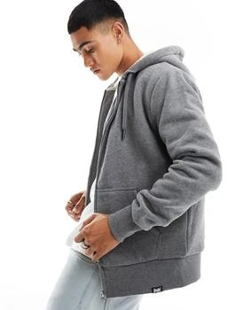 Superdry | Superdry essential borg lined zip hoodie in Rich Charcoal Marl 6.9折
