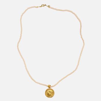 商品Hermina Athens Women's Hercules Champagne Crystal Necklace - Gold图片