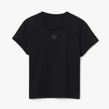 亚历山大·王精选, Alexander Wang | Alexander Wang Women's Essential Jsy Shrunk Tee W/Puff Logo & Bound Neck - Black商品图片 额外7折, 额外七折