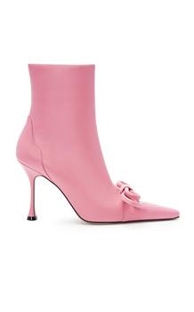 推荐Mach & Mach - Women's Double Bow Leather Ankle Boots - Pink - IT 41 - Moda Operandi商品