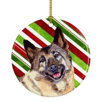 Caroline's Treasures | Norwegian Elkhound Candy Cane Holiday Christmas Ceramic Ornament,商家Verishop,价格¥122