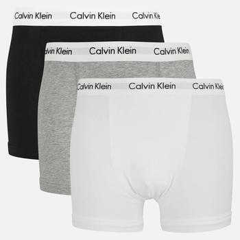 Calvin Klein | Calvin Klein Men's Cotton Stretch 3-Pack Trunks - Black/White/Grey Heather商品图片,额外6.5折, 额外六五折