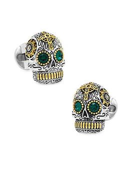 推荐Sterling Silver and Gold Tone Day of the Dead Skull Cufflinks商品