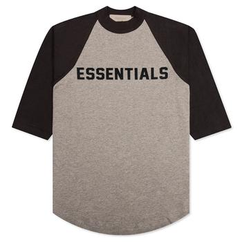 推荐Fear of God Essentials Kid's 3/4 Sleeve Baseball Tee - Dark Oatmeal商品