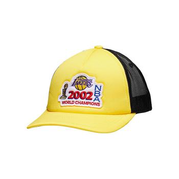 男士休闲lakers, Mitchell & Ness | Men's Gold Los Angeles Lakers 2002 NBA Finals Champions Trucker Snapback Adjustable Hat商品图片 