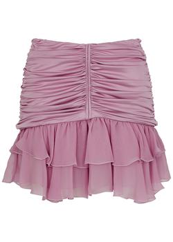 推荐Ruched ruffled satin-jersey mini skirt商品