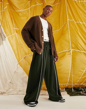 ASOS | ASOS DESIGN knitted oversized fisherman rib cardigan in brown商品图片,4.5折