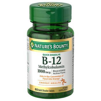 商品Nature's Bounty | Vitamin B-12 Methylcobalamin Tablets, 1000 mcg,商家Walgreens,价格¥76图片