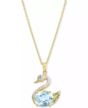 Macy's | Multi-Topaz Swan 18" Pendant Necklace (4-1/4 ct. t.w.) in 14k Gold-Plated Sterling Silver,商家Macy's,价格¥1388