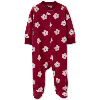 Carter's | Baby Girls Floral 2-Way Zip Fleece Sleep & Play Footed Coverall商品图片,额外7折, 额外七折
