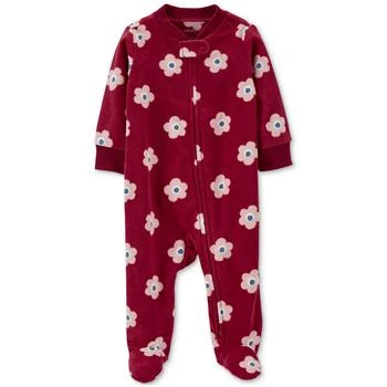 Carter's | Baby Girls Floral 2-Way Zip Fleece Sleep & Play Footed Coverall 8折, 独家减免邮费