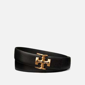 推荐Tory Burch Women's 1" Kira Logo Belt - Black/Gold商品