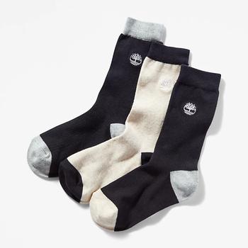 Timberland | 3-Pack Ribbed Crew Socks for Women in Black商品图片,