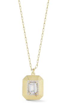 商品GLAZE JEWELRY | Yellow Gold Vermeil Emerald Cut CZ Pendant Necklace,商家Nordstrom Rack,价格¥416图片