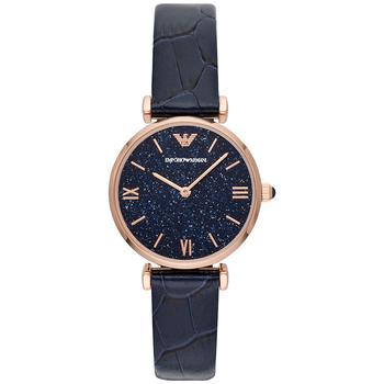 Emporio Armani | Women's Blue Leather Strap Watch 32mm商品图片,额外7.5折, 额外七五折